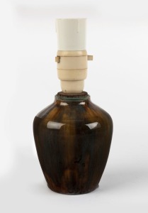 FLORA LANDELLS pottery lamp base, rare, incised "Landells, Perth", ​​​​​​​21cm high overall