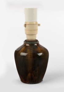FLORA LANDELLS pottery lamp base, rare, incised "Landells, Perth", 21cm high overall