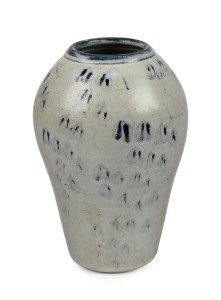 BJORN SCHIE studio pottery vase with leaf decoration, signed "Bjorn Schie, 1994", ​​​​​​​29cm high