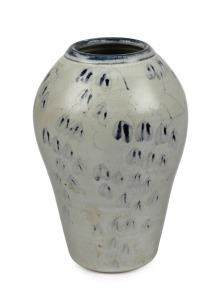 BJORN SCHIE studio pottery vase with leaf decoration, signed "Bjorn Schie, 1994", 29cm high