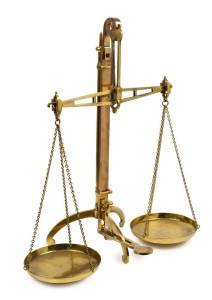 Banker's antique gold scales by W. & T. Avery of Birmingham, 19th century, 75cm high. PROVENANCE: Private Collection, Ballarat