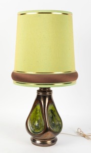 ELLIS pottery table lamp with original shade, circa 1970, impressed "Ellis" on the side, 84cm high overall