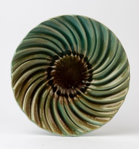 REGAL MASHMAN pottery green glazed floral platter, 31.5cm diameter
