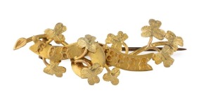 SPIERS 15ct yellow gold Colonial Australian "FOR EVER" bar brooch, New South Wales origin, circa 1870s, stamped "SPIERS, 15ct", 5cm wide, 6 grams