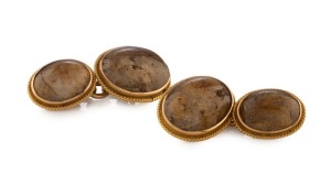 A fine pair of Colonial cufflinks, gold ore specimens set in 15ct gold, most likely the work of ADOLPH O. KOPP, Western Australia, late 19th century early 20th century, 