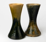 CHARLES STONE, BRISTOL POTTERY (Brisbane) pair of pottery mantel vases of hourglass form, late 19th century, ​​​​​​​22cm high