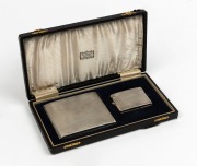 HARDY BROTHERS: sterling silver art deco cigarette and vesta cases, both hallmarked Birmingham 1923, housed in a Drummond's (Melbourne) presentation box; total silver weight 160 grams
