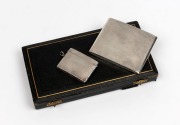 HARDY BROTHERS: sterling silver art deco cigarette and vesta cases, both hallmarked Birmingham 1923, housed in a Drummond's (Melbourne) presentation box; total silver weight 160 grams - 2