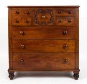 An antique Australian cedar seven drawer chest of drawers with cedar and red pine secondaries, circa 1880, ​​​​​​​122cm high, 116cm wide, 50cm deep
