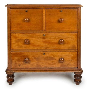 An antique Australian cedar four drawer chest, circa 1855, 102cm high, 92cm wide, 47cm deep