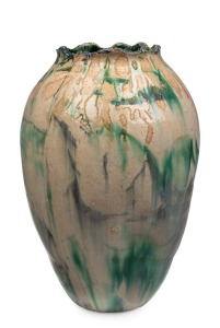 CASTLE HARRIS impressive and imposing pottery vase with experimental glaze, incised "Castle Harris, 1960", 44cm high
