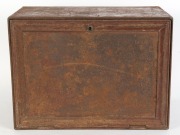 DROVER'S TUCKERBOX, drop front with four vermin-proof internal compartments and original painted finish on zinc, mid 19th century, a rare survivor, 44cm high, 60cm wide, 37cm deep - 2