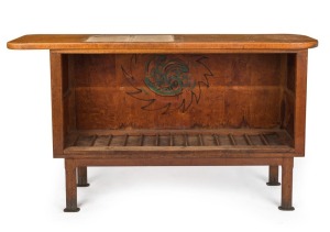 SCHULIM KRIMPER (1893 - 1971), The cloakroom counter commissioned for the MAAS CABERET in High Street, St. Kilda, circa 1955. 96cm high, 170cm wide, 46cm deep. (together with a small range of Maas Cabaret branded porcelain).