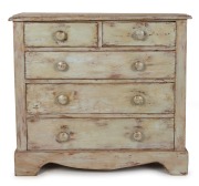 An antique Australian folk art pine chest of drawers with original painted finish, Barossa Valley, South Australia, 19th century, 87cm high, 94cm wide, 40cm deep