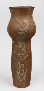 WANDA GARNSEY tall studio pottery brown glazed vase, seal mark near base, 45cm high