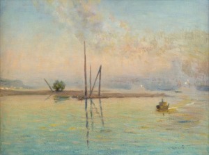 CHARLES WHEELER (1880-1977), (boating scene), oil on canvas, signed lower right "C. Wheeler", 44 x 60cm, 69 x 84cm overall