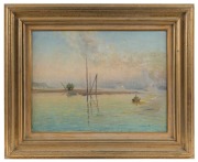 CHARLES WHEELER (1880-1977), (boating scene), oil on canvas, signed lower right "C. Wheeler", 44 x 60cm, 69 x 84cm overall - 2