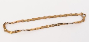 A Colonial 15ct gold gate-link necklace, 19th century, stamped "15c", 38cm long, 9.5 grams
