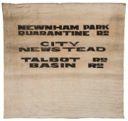 LAUNCESTON TROLLEYBUS DESTINATION ROLL: circa 1950's, destinations including Newham Park, Quarantine Rd, City, Newstead, Talbot Rd, Basin Rd