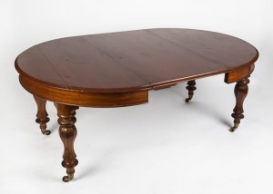 An Australian cedar D-end dining table with one leaf 19th century, 71cm high, 124cm diameter, extends to 184cm with room for more