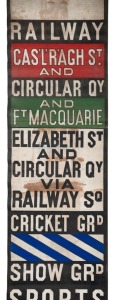 SYDNEY TRAM DESTINATION ROLL: circa at 1950's, eastern suburbs, destinations including North Bondi via Bondi Junction and Bondi Beach, Darlinghurst, Park Street, Alexandria via Redfern, Bay Street, Ft Macquarie, Botany via Railway Square, Lords Rd Mascot,