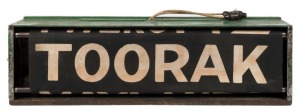 MMTB W-2 TYPE TRAM DESTINATION BOX: circa 1950's, In working order fitted with Adelaide destination roll, with electrical lighting installed for illumination; 32cm high, 101cm wide.