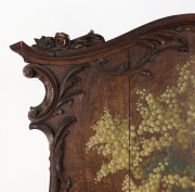 TREEDE&nbsp;& PRENZEL&nbsp;antique fire screen, carved oak with hand-painted wattle blossoms, signed "Treede&nbsp;and Prenzel, 1 Sturt Street S.M. Europ. Lab" 87 x 83cm&nbsp; - 3