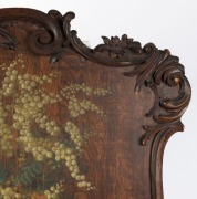 TREEDE&nbsp;& PRENZEL&nbsp;antique fire screen, carved oak with hand-painted wattle blossoms, signed "Treede&nbsp;and Prenzel, 1 Sturt Street S.M. Europ. Lab" 87 x 83cm&nbsp; - 4