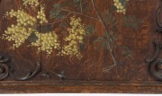 TREEDE&nbsp;& PRENZEL&nbsp;antique fire screen, carved oak with hand-painted wattle blossoms, signed "Treede&nbsp;and Prenzel, 1 Sturt Street S.M. Europ. Lab" 87 x 83cm&nbsp; - 8