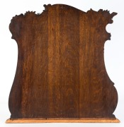TREEDE&nbsp;& PRENZEL&nbsp;antique fire screen, carved oak with hand-painted wattle blossoms, signed "Treede&nbsp;and Prenzel, 1 Sturt Street S.M. Europ. Lab" 87 x 83cm&nbsp; - 9