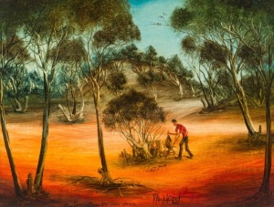 KEVIN CHARLES (PRO) HART (1928-2006), The Snake Catcher, oil on board, signed and titled lower centre, 45 x 59cm, 57 x 73cm overall