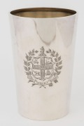 WILLIAM DRUMMOND Australian silver rowing trophy beaker, engraved "Melbourne Amateur Regatta, 1910, Maiden Eights", stamped "Drummond, STG. SILVER", 12cm high, 228 grams - 2