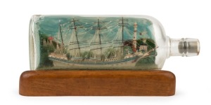 An ornate vintage ship in bottle ornament, 19th/20th century, 28cm wide
