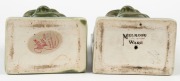 MELROSE WARE "Tragedy" green glazed pottery bookends, stamped "Melrose Ware, Australian", 15cm high - 2