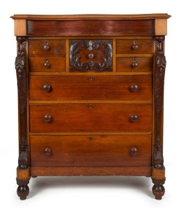 An Australian cedar 8 drawer chest, circa 1880, 145cm high, 117cm wide, 56cm deep