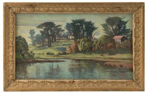 TRAVIS WEBBER (1900-1968), Near Greenmount, Portland, Victoria, oil on board, signed lower left, 23 x 41cm, 31.5 x 48cm overall