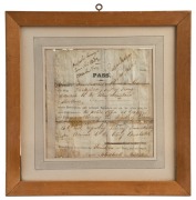 A TRAVEL PASS ISSUED TO THOMAS FOX IN MARCH 1841: Fox had arrived in New South Wales in September 1839, one of 240 convicts transported on the 'Parkfield'; he had received a sentence of 7 years at the Kent Assizes. This travel pass, issued to Fox at Black