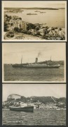 SHIPS & SHIPPING:  1900-1950s array in album with better real-photo types including dual image card showing "HMS Psyche in a heavy sea, Bass Straits" dated 1908, crew of trading ship SV Port Jackson (cadet training ship, torpedoed in 1917), also  "A.R. Wo - 8