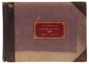 [PHOTOGRAPHIC ALBUM], Large horizontal format album with red leather and gilt lettered title to half-leather & cloth upper board "VICTORIAN CELEBRATIONS MAY 1901" and further titled on the marbled free endleaf "A SOUVENIR of the Visit of Their Royal Highn