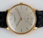 PATEK PHILIPPE gold case gent's manual wristwatch with baton numerals and subsidiary dial, 3.5cm wide including crown - 2