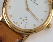 BLANCPAIN gent's automatic wristwatch in gold case with skeleton back, white dial with roman numerals and subsidiary dial, in original box, 3.5cm wide including crown - 6