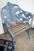 COALBROOKDALE "Fern" pattern pair of cast iron garden chairs, 19th century, 90cm high, 65cm across the arms - 6