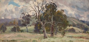 MAX MIDDLETON (1922-2013), (bush scene), oil on board, signed lower left "Max Middleton", ​​​​​​​19 x 39cm, 33 x 54cm overall