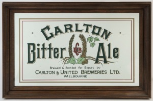 "CARLTON BITTER ALE" vintage advertising mirror,48 x 71cm overall