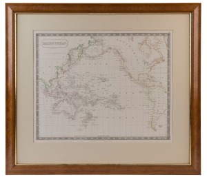 SIDNEY HALL, Pacific Ocean, published by Longman, Rees, et al, 1828, hand-coloured outlines, 43 x 53cm; framed (67 x 74.5cm).