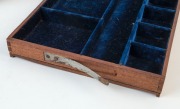 RICHARD DOWLING, stunning dressing-case box, blackwood, huon pine, cedar, myrtle, celery pine and exotic timbers, interior fitted compartment lined in original blue velvet.&nbsp; Bearing an intriguing pencil inscription under the drawer "JOHN MARTIN MAKER, HAM - 5