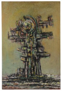 ALLAN DAVID (20th century), untitled abstract, acrylic on board, signed verso "Allen Davis", ​​​​​​​92 x 61cm 