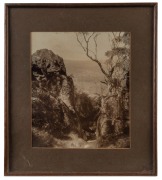 "Old Independent Church, Collins Street" framed albumen print in original gilt frame with title caption, by JOHN GAUL of Swanston Street Melbourne, 19th century, 13.5 x 20cm, 27 x 32cm overall; together with a 19th century photograph titled "Hanging Rock, - 2