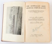 LITERATURE:  'Australian Army Medical Corps in Egypt' by Barrett & Deane (H.K. Lewis & Co, London, 1918), an illustrated account of the organisation and work of the Australian Medical Corps in Egypt in 1914-15; cloth bound, foxing to end pages and interna - 2