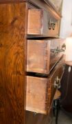 A George I English chest on chest, walnut and pine with cockbeaded&nbsp;trim,&nbsp;concave moulded base rail, attractive cast brass drop handles (hand made but of a later period) and original brass escutcheons, circa 1725, 170cm high, 98cm wide, 51cm deep - 5